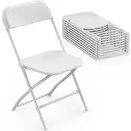 Walmart Matladin 10 Pack Folding Chairs, Portable Plastic Chairs for Outdoor, 350lb Capacity, White offer