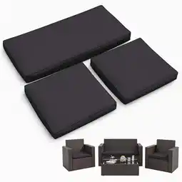 Walmart Snubbull Indoor Outdoor 3 Piece Foam Wicker Loveseat and Chair Seat Cushion Set, Gray offer