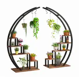 Walmart Garvee 5-Tier Wood Plant Stand, 23.6 x 15.7 x 56, Brown, Semicircle, 2 Count offer