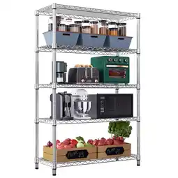 Walmart M MZG 5 Tiers Metal Dimensions: 47.2W x 17.7D x 72.3H Shelving Unit, Silver offer