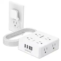 Walmart 6ft Flat Plug Power Strip - 8 Outlets and 4 USB Ports (1 USB C), Extension Cord for Home Office, Etl offer