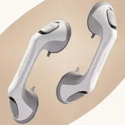 Walmart Ablecare 12 in Suction Cup Shower Grab Bar, 2 Pack - Safety Handrail for Elderly, White & Gray offer