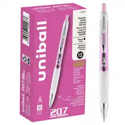 Walmart Uniball 207 Pink Ribbon Retractable Gel Pens, Medium Point (0.7mm), Black Ink, 12 Count offer