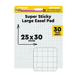 Walmart Post-it Super Sticky Easel Pad, White, 1 Grid Lines, 25 in. x 30 in., 1 Pad offer
