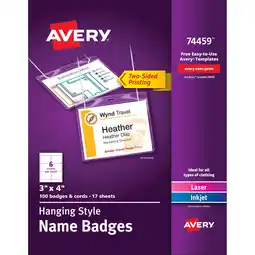Walmart Avery Name Badges with Cords, 3 x 4, 100 Total (74459) offer