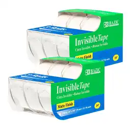 Walmart BAZIC Invisible Tape w/ Dispenser 3/4 X 500, Matte Finish, (3/Pack), 2-Packs offer