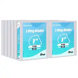 Walmart Comix Economy 1-inch D-Ring View Binder with Clear Cover, 3 Ring,Hold 225 Sheets, 12 Pack White offer