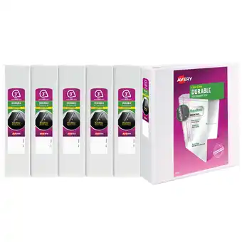Walmart Avery Durable View 3 Ring Binder, 3 Slant Rings, 1 White Binder (17042) - 6 Pack offer