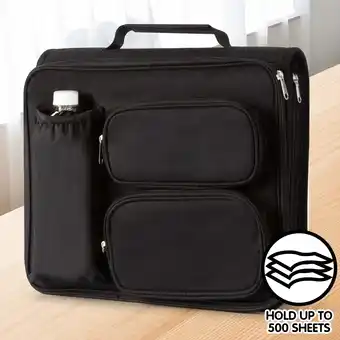 Walmart Deli Zipper Binder 2 inch 3 Ring 500 Sheet Capacity Multi-Pocket Binder with 6-Color Tabbes, Black offer