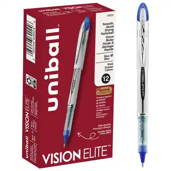 Walmart uniball Vision Elite Rollerball Pens, Bold Point (0.8mm), Blue Ink, 12 Count offer