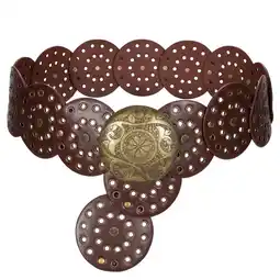 Walmart Women Western Belts Wide Disc Belt Vintage Leather Waist Belt for Ladies offer