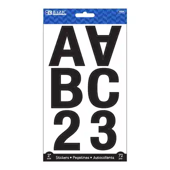 Walmart BAZIC Alphabet Numbers Stickers Black 2 A to Z 0 to 9 Sticker (72/Pack), 24-Packs offer