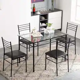 Walmart Ktaxon 5 Pcs Dining Set Glass Top Table and 4 Chairs Kitchen Room Furniture Black offer
