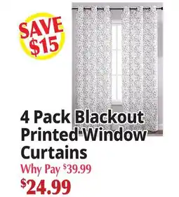 Ocean State Job Lot 4 Pack Blackout Printed Window Curtains offer