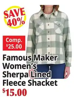 Ocean State Job Lot Famous Maker Women's Sherpa Lined Fleece Shacket offer