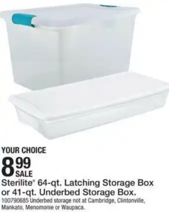 Sterilite 64-Qt.Latching Storage Box Or 41-Qt. Underbed Storage Box