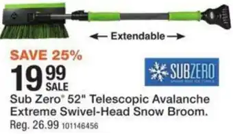 Sub Zero 52" Telescopic Avalanche Extreme Swivel-Head Snow Broom