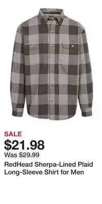 Cabela's RedHead Sherpa-Lined Plaid Long-Sleeve Shirt for Men offer