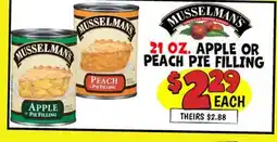 Ollie's MUSSELMANS 21 OZ. APPLE OR PEACH PIE FILLING offer