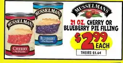 Ollie's MUSSELMANS 21 OZ. CHERRY OR BLUEBERRY PIE FILLING offer