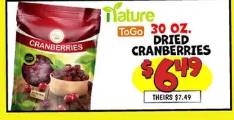 Ollie's Nature ToGo 30 OZ. DRIED CRANBERRIES offer