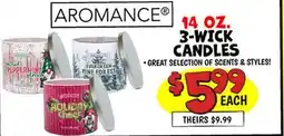 Ollie's AROMANCE 14 OZ. 3-WICK CANDLES offer