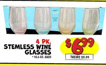 Ollie's 4 PK. STEMLESS WINE GLASSES offer