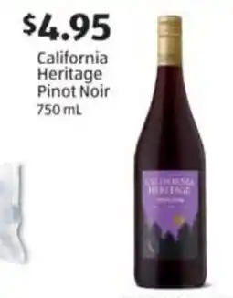 Aldi California Heritage Pinot Noir offer