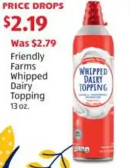Aldi Friendly Farms Whipped Dairy Topping offer