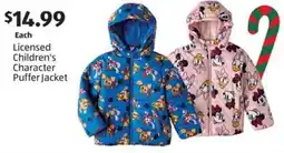Aldi Licensed Children's Character Puffer Jacket offer