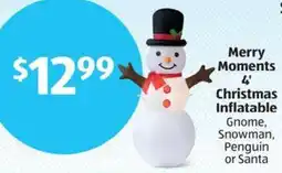 Aldi Merry Moments 4' Christmas Inflatable offer
