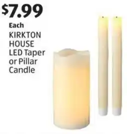 Aldi Kirkton house led taper or pillar candle offer