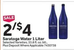 Stop&Shop Saratoga Water 1 Liter offer