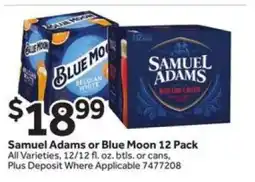 Stop&Shop Samuel Adams or Blue Moon 12 Pack offer