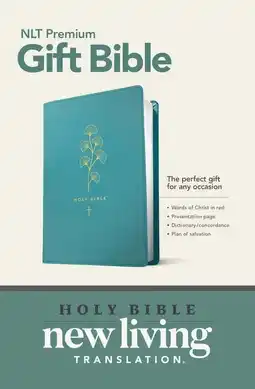 Walmart NLT Premium Gift Bible, New Living Translation, Words of Christ in Red, Teal Leather-Like Cover offer