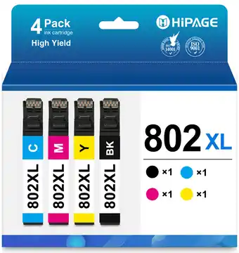 Walmart HIPAGE Ink Cartridge Replacement for Epson 802 Ink Cartridge Combo Pack for Epson Ink 802 (4 Pack) offer