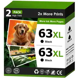 Walmart Black Ink 63 Compatible for HP 63 63XL Black Ink Cartridge for HP Ink 63 63XL Black (2 Pack) offer