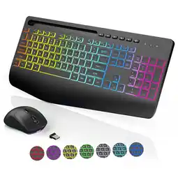 Walmart Wireless Keyboard and Mouse Combo with 9 Backlit, Wrist Rest & Phone Holder, Black, New offer