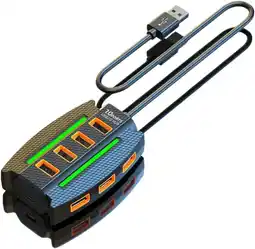 Walmart 10 IN1 USB Hub, 3.9ft Long Cable Multiport Adapter Extender with RGB Light for Laptop, Desktop, PC offer