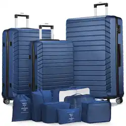 Walmart Gowill 3 Piece Luggage Sets Travel Suitcase Set with 7PCS Organizer Bags, Navy Blue offer
