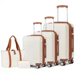 Walmart WEPLUS 5Piece Hardside Carry On Luggage Sets TSA Lock Spinner Wheels 202428 Suitcase with Cup Holder offer