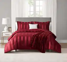 Walmart Mainstays Luscious Merlot 5 Piece Damask Stripe Comforter Set, King, Adult, Unisex offer