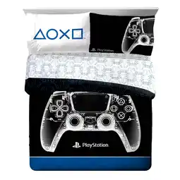 Walmart Sony PlayStation Blue & Black 7 Piece Full Bed Set w/ Sham , 100% Microfiber offer