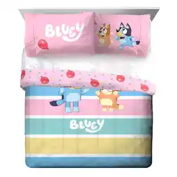 Walmart Bluey Balloon Party 3-Piece Reversible Queen Comforter & Pillowcase Set, Polyester, Multicolor, BBC offer