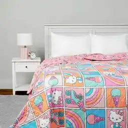 Walmart Hello Kitty Rainbow Pink Full/Queen Quilted Blanket 90 x 90 inches offer