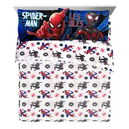 Walmart Spider-Man Classic Techno City 4-Piece Queen Sheet Set, Polyester, Blue and Red, Marvel offer