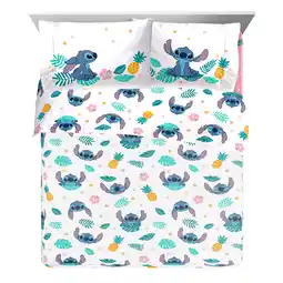 Walmart Lilo & Stitch Island Vibes 4-Piece Queen Sheet Set, Polyester, Multicolor, Disney offer