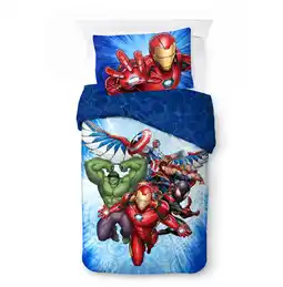 Walmart Avengers 2-Piece Twin/Full Reversible Comforter and Pillowcase Bedding Set, Microfiber, Blue, Marvel offer