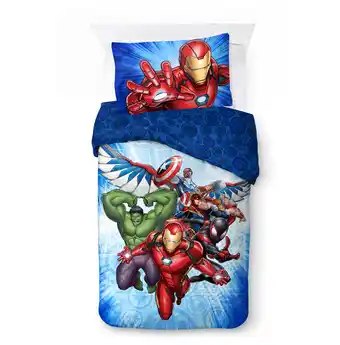 Walmart Avengers 2-Piece Twin/Full Reversible Comforter and Pillowcase Bedding Set, Microfiber, Blue, Marvel offer