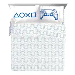 Walmart PlayStation X-Ray 4-Piece Queen Sheet Set, Polyester, Blue & White, Sony offer